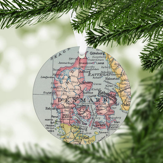 Denmark Vintage Map Ornament