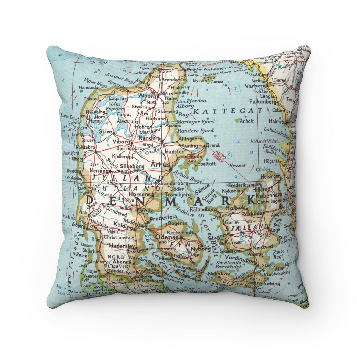 Denmark vintage map pillow