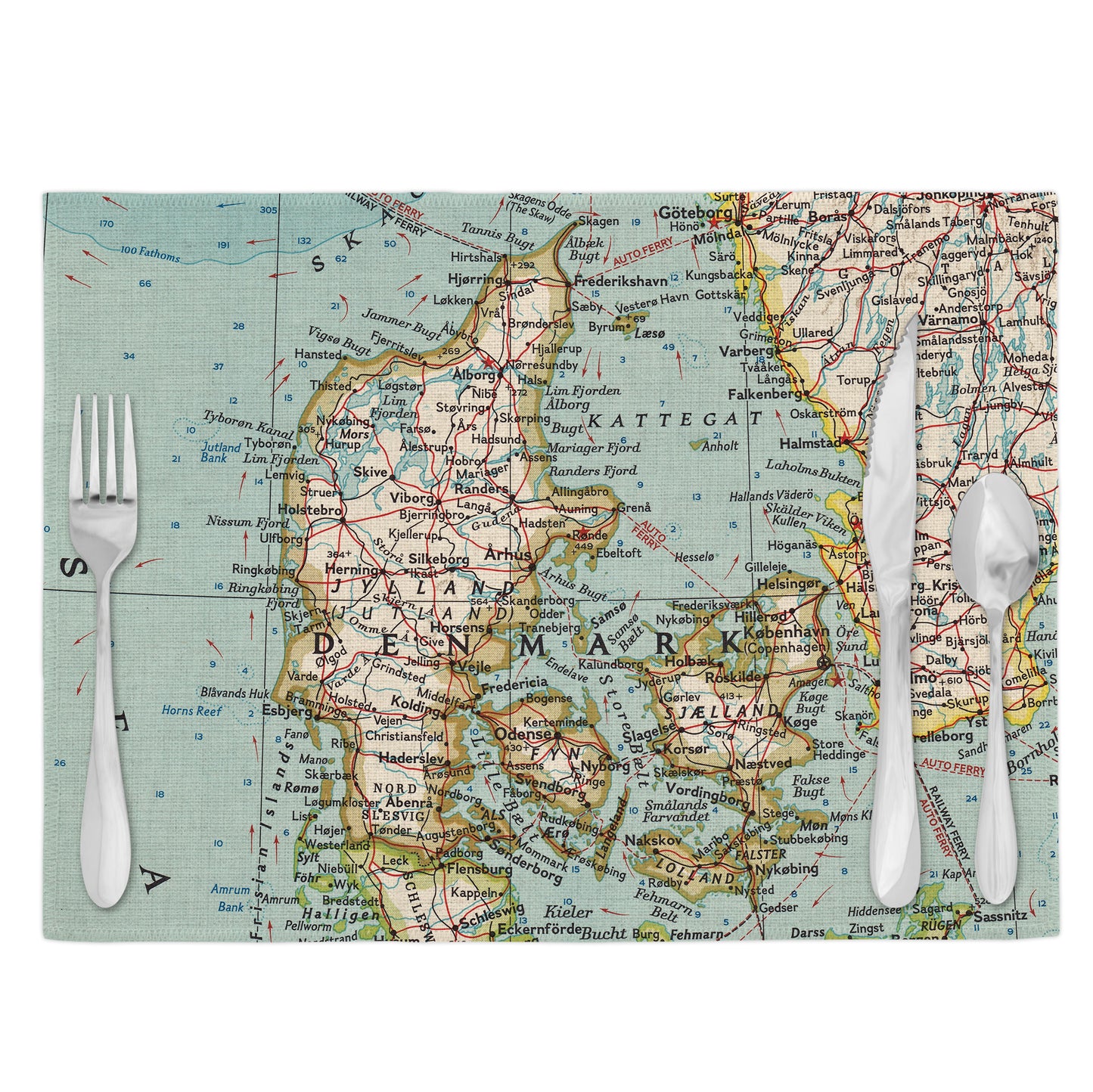 Denmark Vintage Map Placemats Set of 4