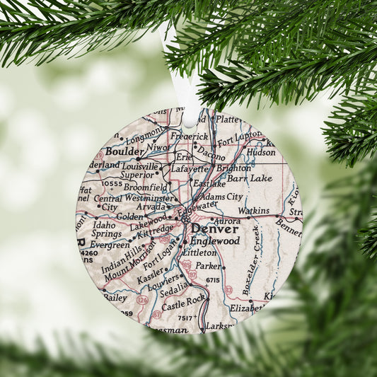 Denver Colorado Vintage Map Ornament