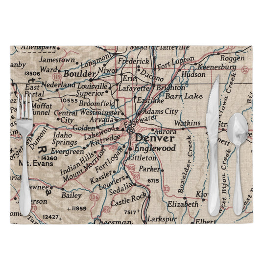 Denver Colorado Vintage Map Placemats Set of 4