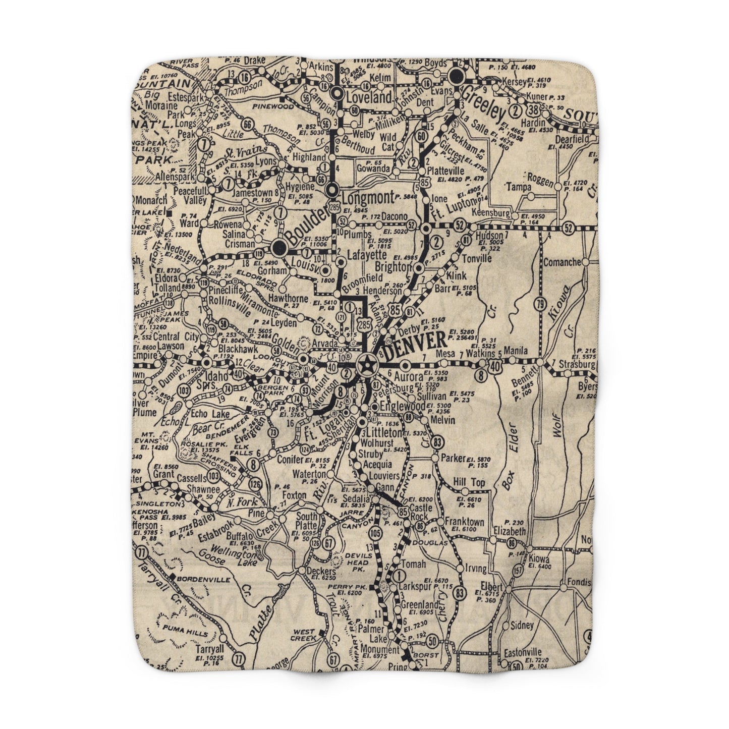 Denver Colorado Vintage Map Blanket