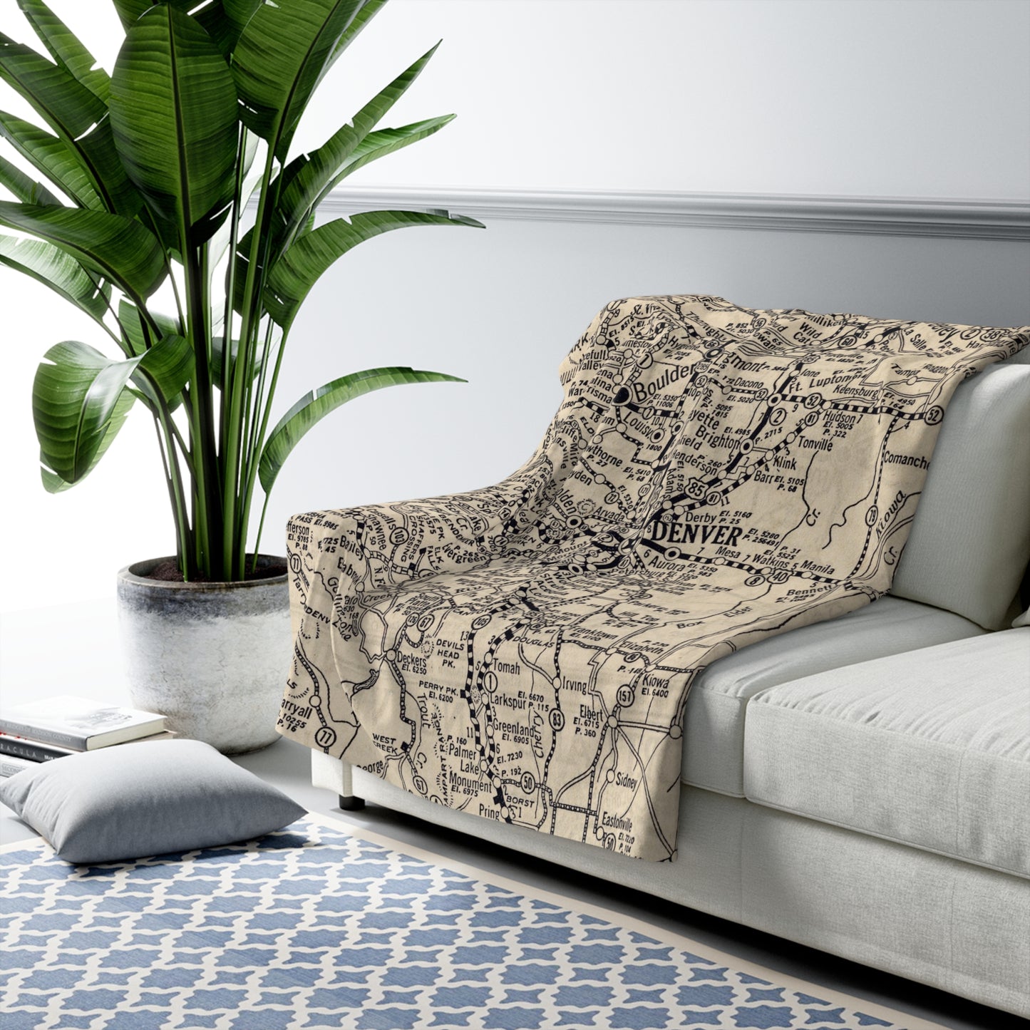 Denver Colorado Vintage Map Blanket