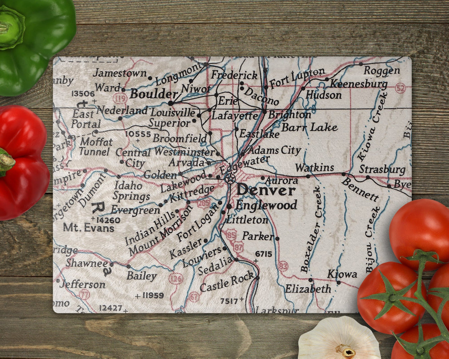 Denver Colorado Map Cutting Board | Travel Gift | Kitchen Decor