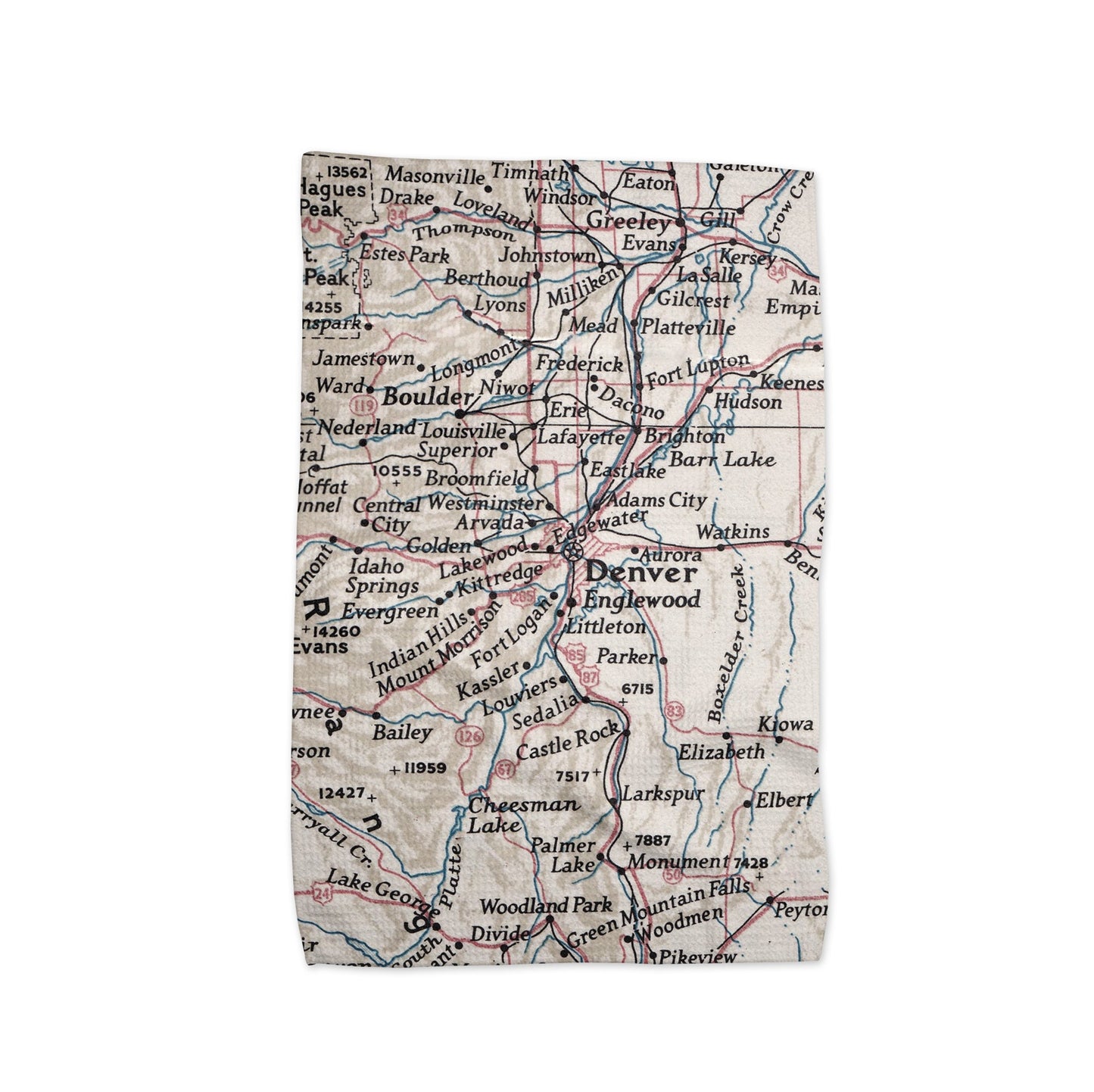Denver Colorado Map Tea Towel | Waffle-Weave Kitchen Towel Gift
