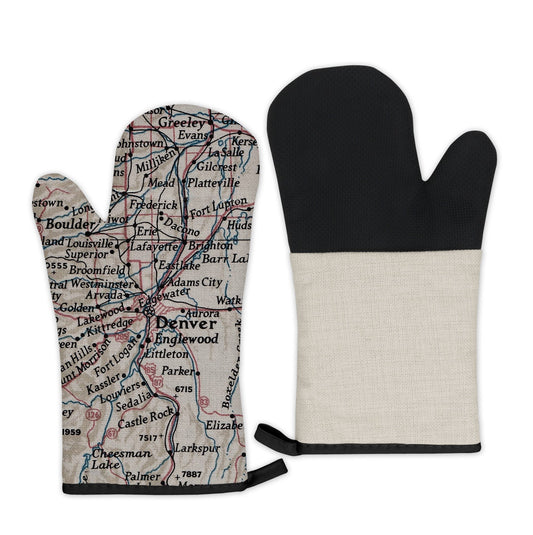 Denver, Colorado Map Oven Mitt | Vintage-Inspired Kitchen Gift