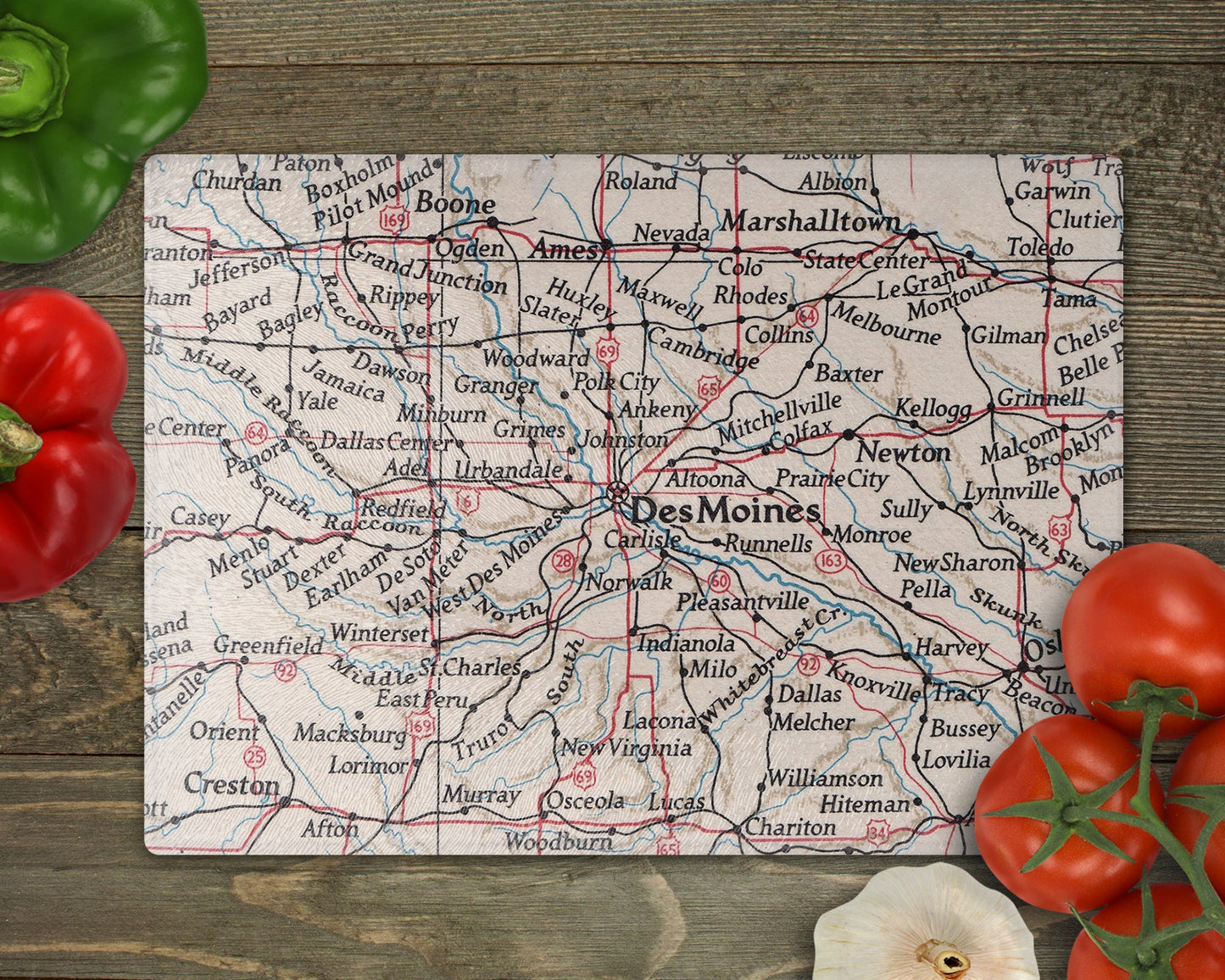 Des Moines Iowa Map Cutting Board | Travel Gift | Kitchen Decor