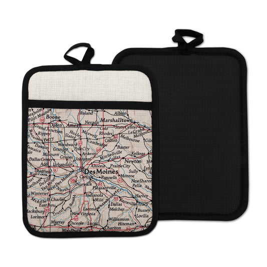 Des Moines Iowa vintage map hot pad kitchen decor