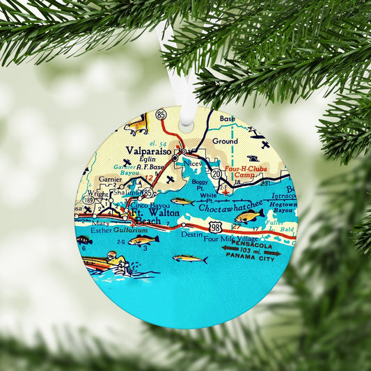 Destin Florida Vintage Map Ornament