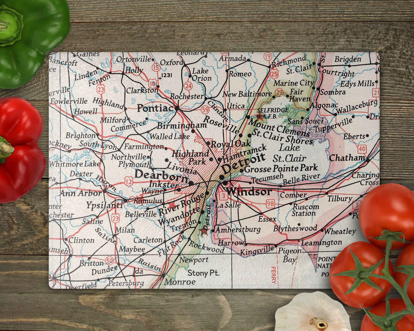 Detroit Michigan Map Cutting Board | Travel Gift | Kitchen Decor