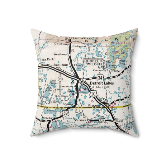 Detroit Lakes Minnesota vintage map pillow
