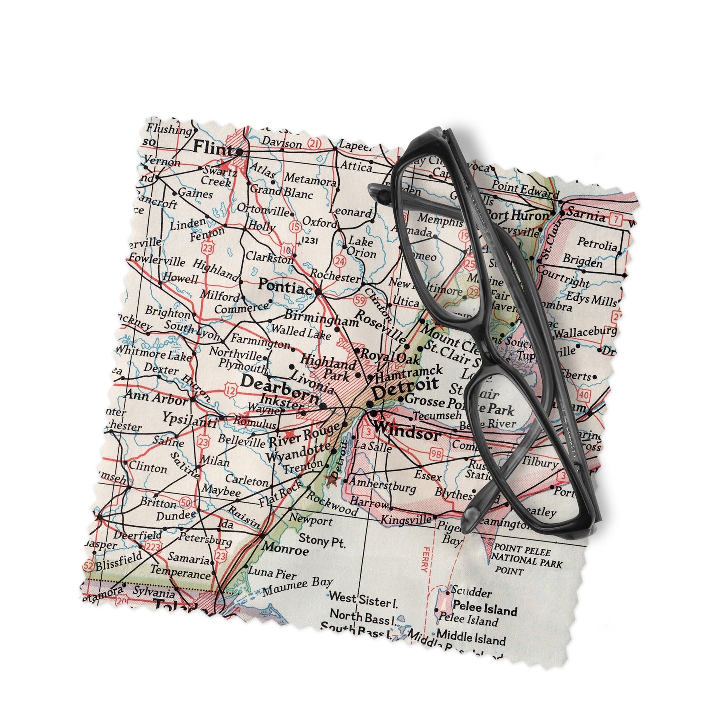 Detroit Michigan Map Lens Cloth | Detroit Microfiber Glasses Cleaner | Travel Gift