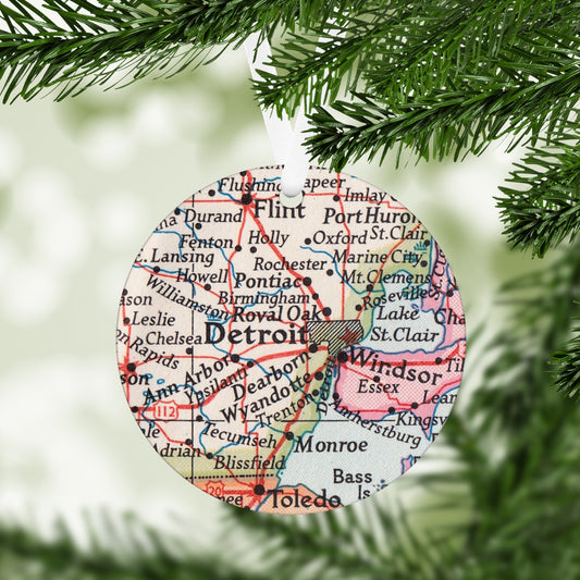 Detroit Michigan Vintage Map Ornament