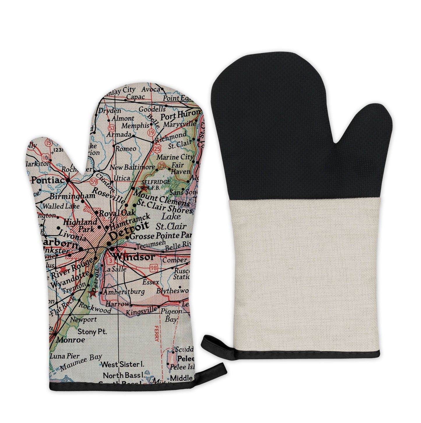 Detroit, Michigan Map Oven Mitt | Vintage-Inspired Kitchen Gift