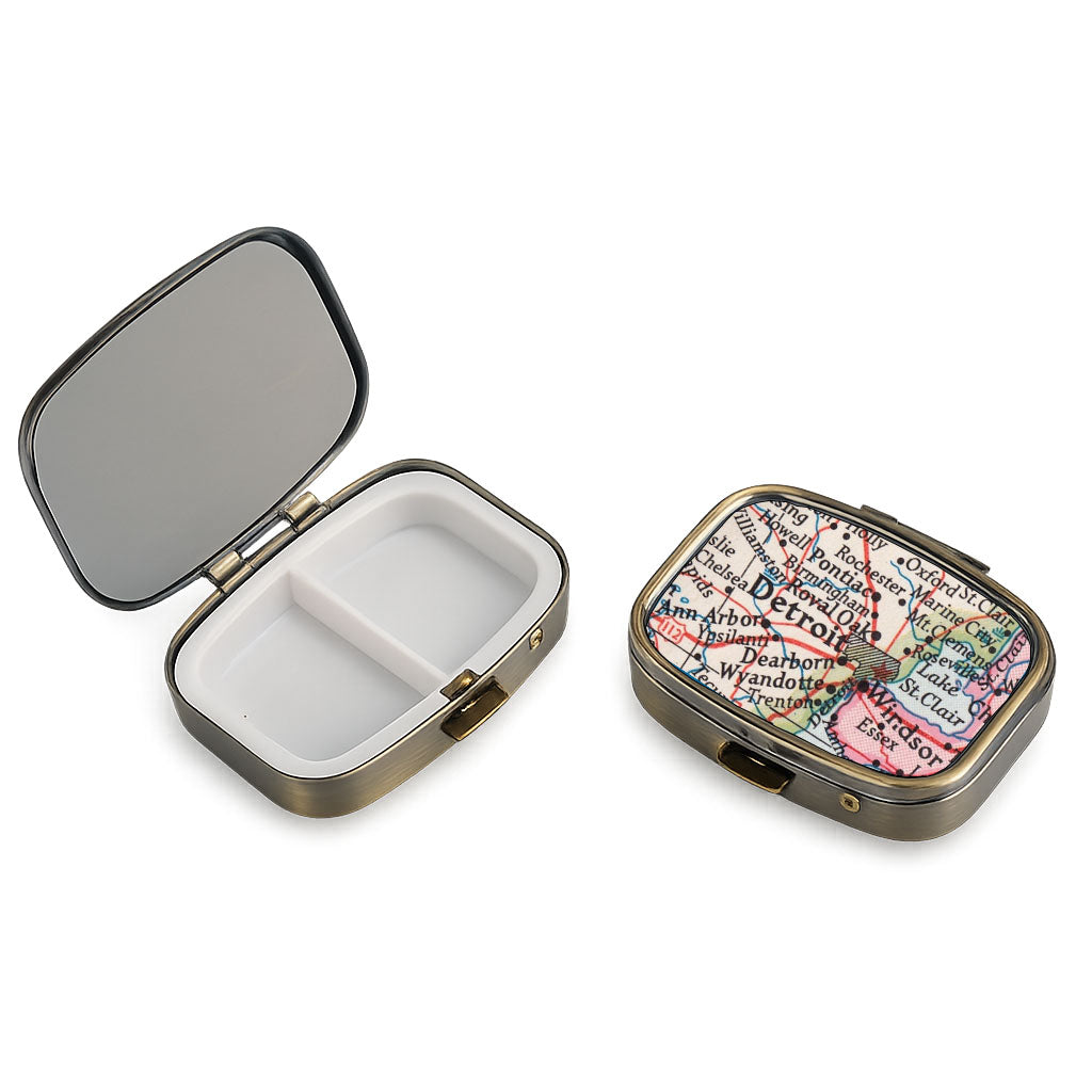 Detroit, Michigan vintage map pill case