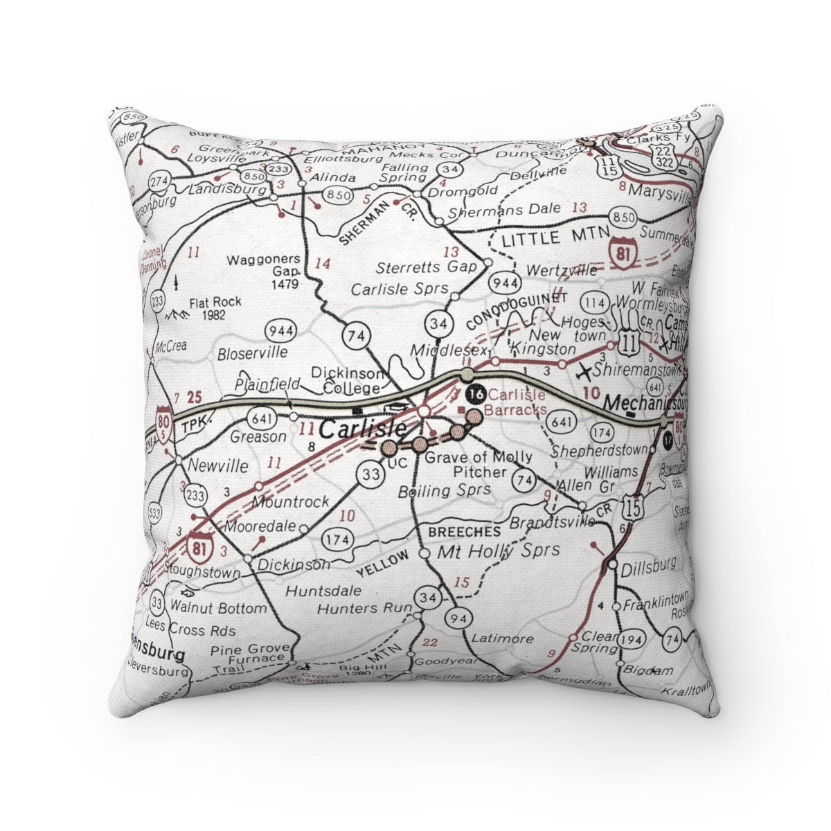 Dickinson College vintage map pillow