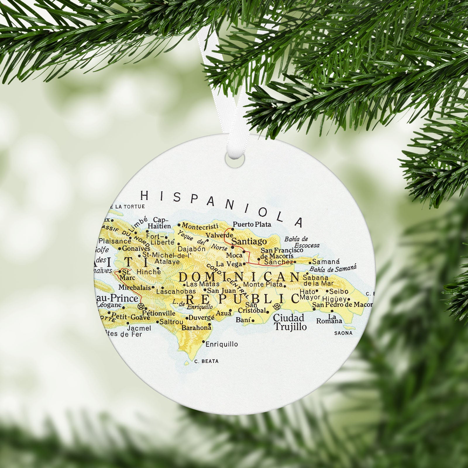 Dominican Republic Vintage Map Ornament