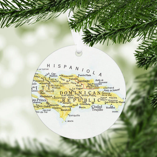 Dominican Republic Vintage Map Ornament