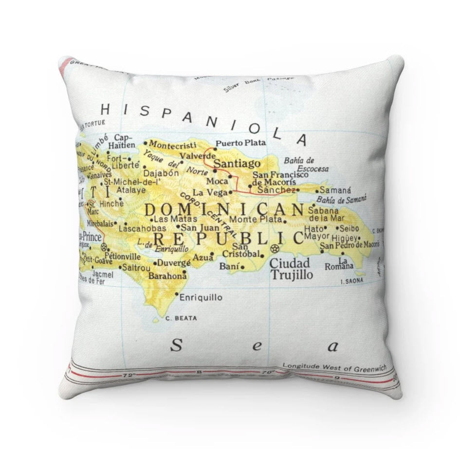 Dominican Republic vintage map pillow