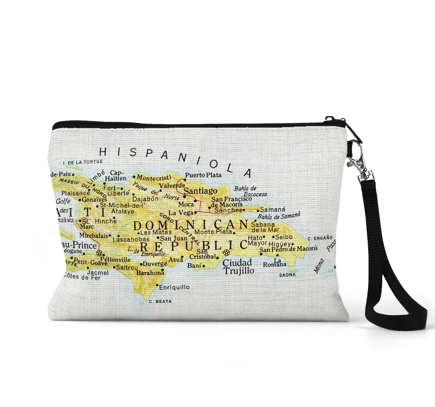 Dominican Republic map wristlet travel pouch