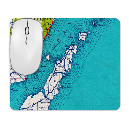 Door County Wisconsin Vintage Map Mousepad | Lake Michigan Desk Accessory | Coastal Wisconsin Gift | Travel-Inspired Office Decor