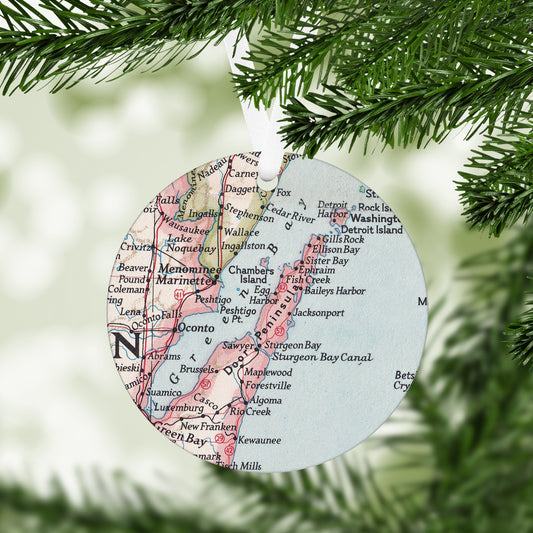 Custom Map Aluminum Christmas Ornament | Personalized Location Ornament