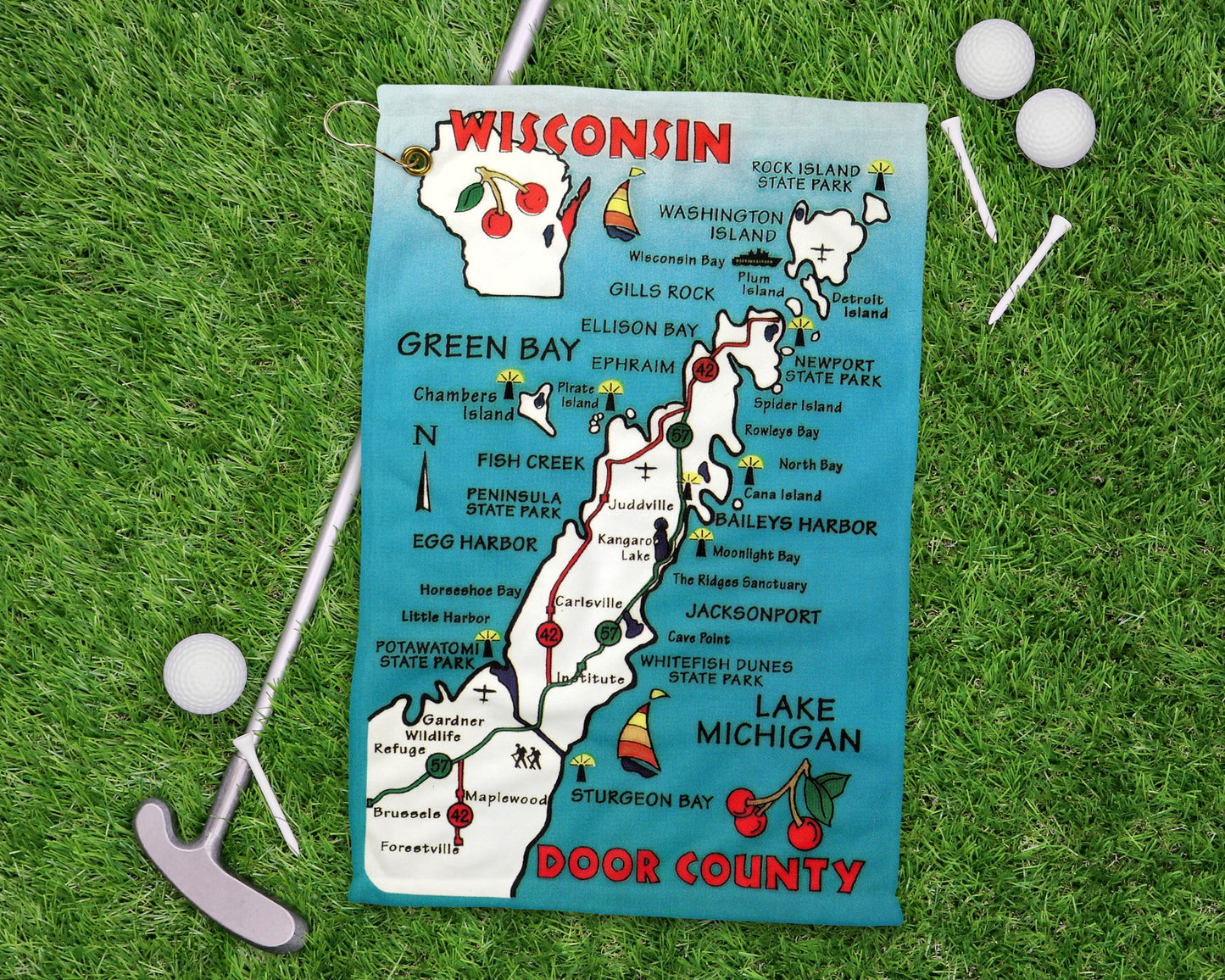 Door County Wisconsin golf towel primary image