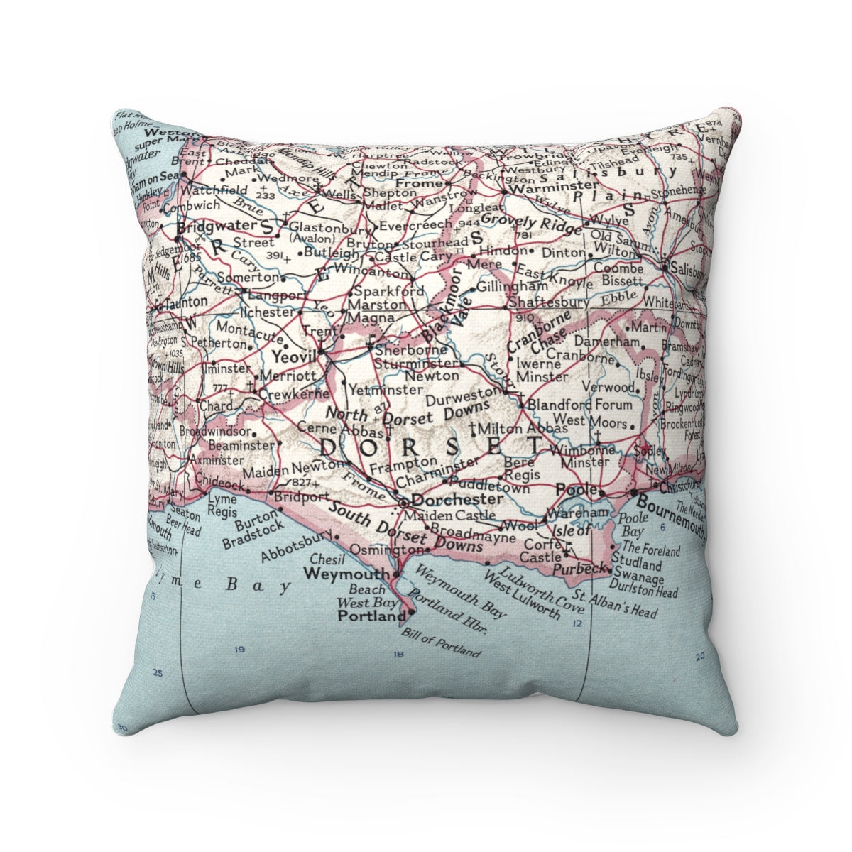 Dorsett England vintage map pillow