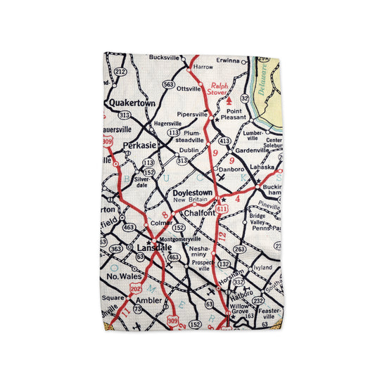 Doylestown Pennsylvania Vintage Map Kitchen Towel | Bucks County PA Gift