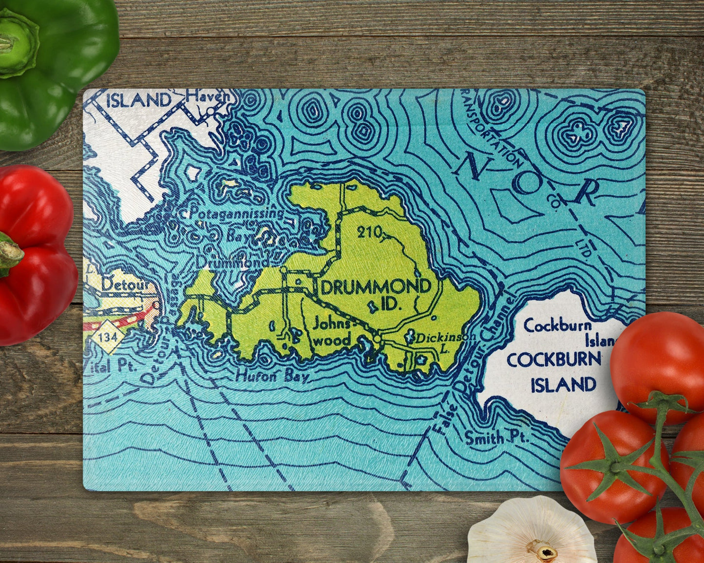 Drummond Island Michigan Map Cutting Board | Travel Gift | Kitchen Decor