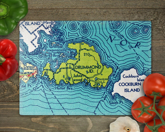 Drummond Island Michigan Map Cutting Board | Travel Gift | Kitchen Decor