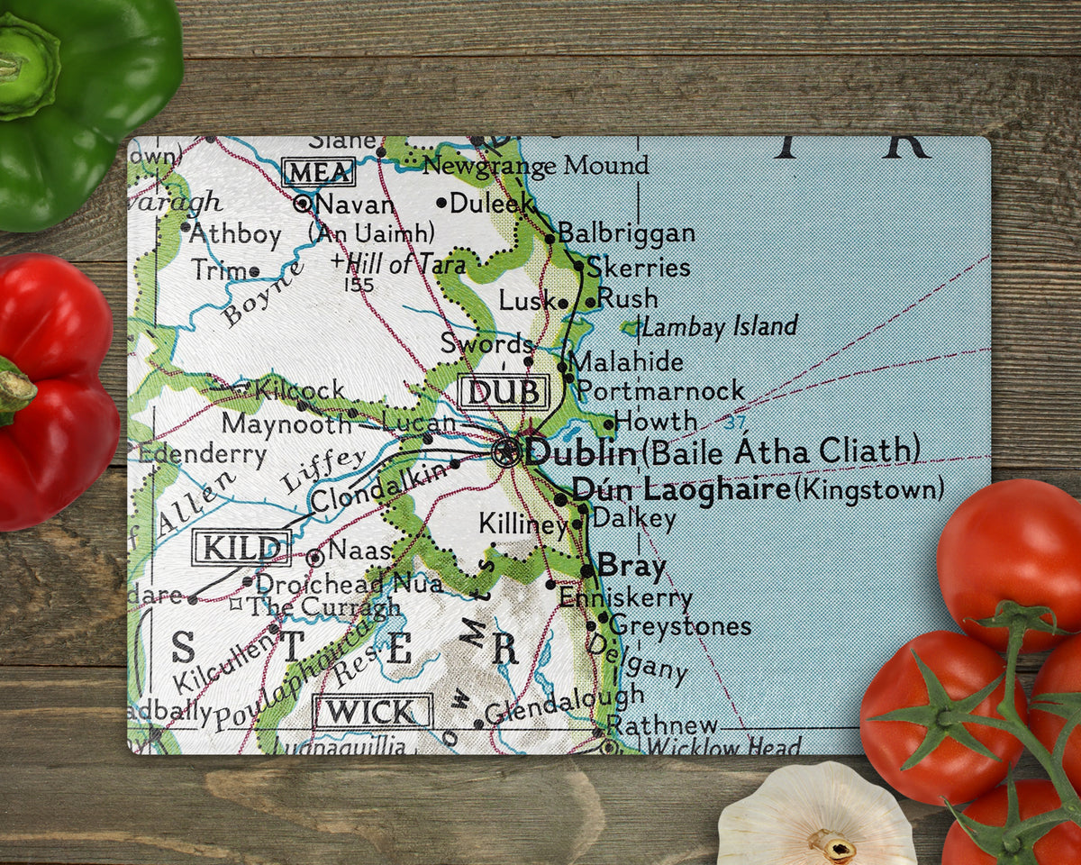 Dublin Ireland Vintage Map Cutting Board Charcuterie