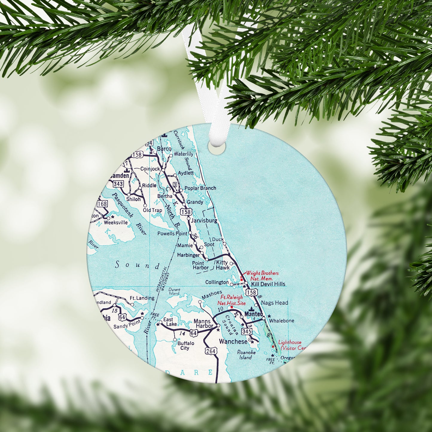 Duck North Carolina Vintage Map Ornament