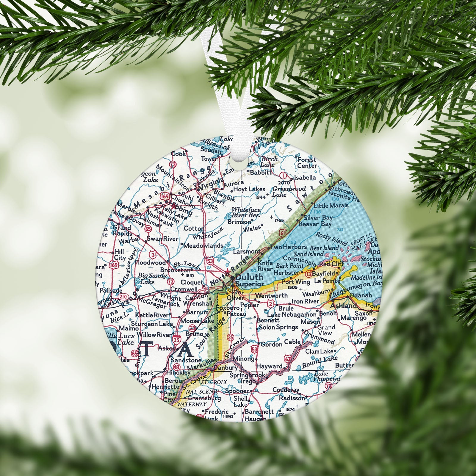 Duluth Minnesota Vintage Map Ornament