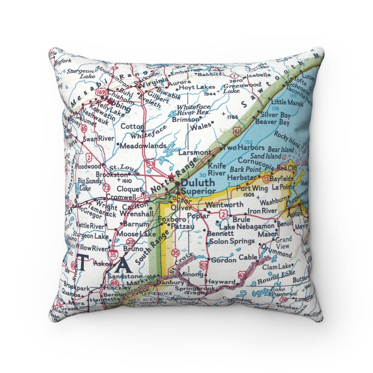Duluth Minnesota vintage map pillow
