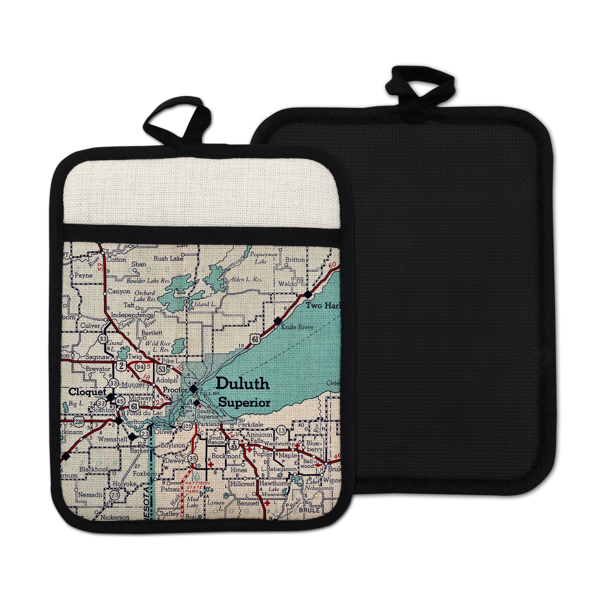 Duluth Minnesota vintage map hot pad kitchen decor