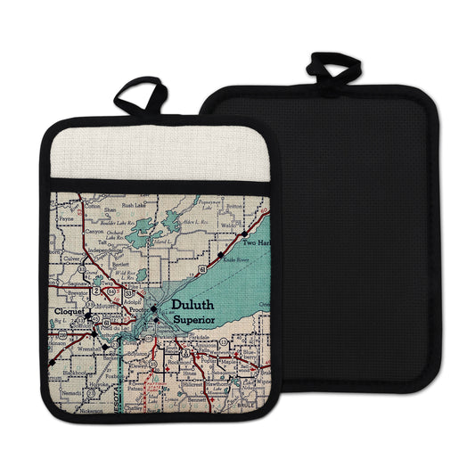 Duluth Minnesota vintage map hot pad kitchen decor