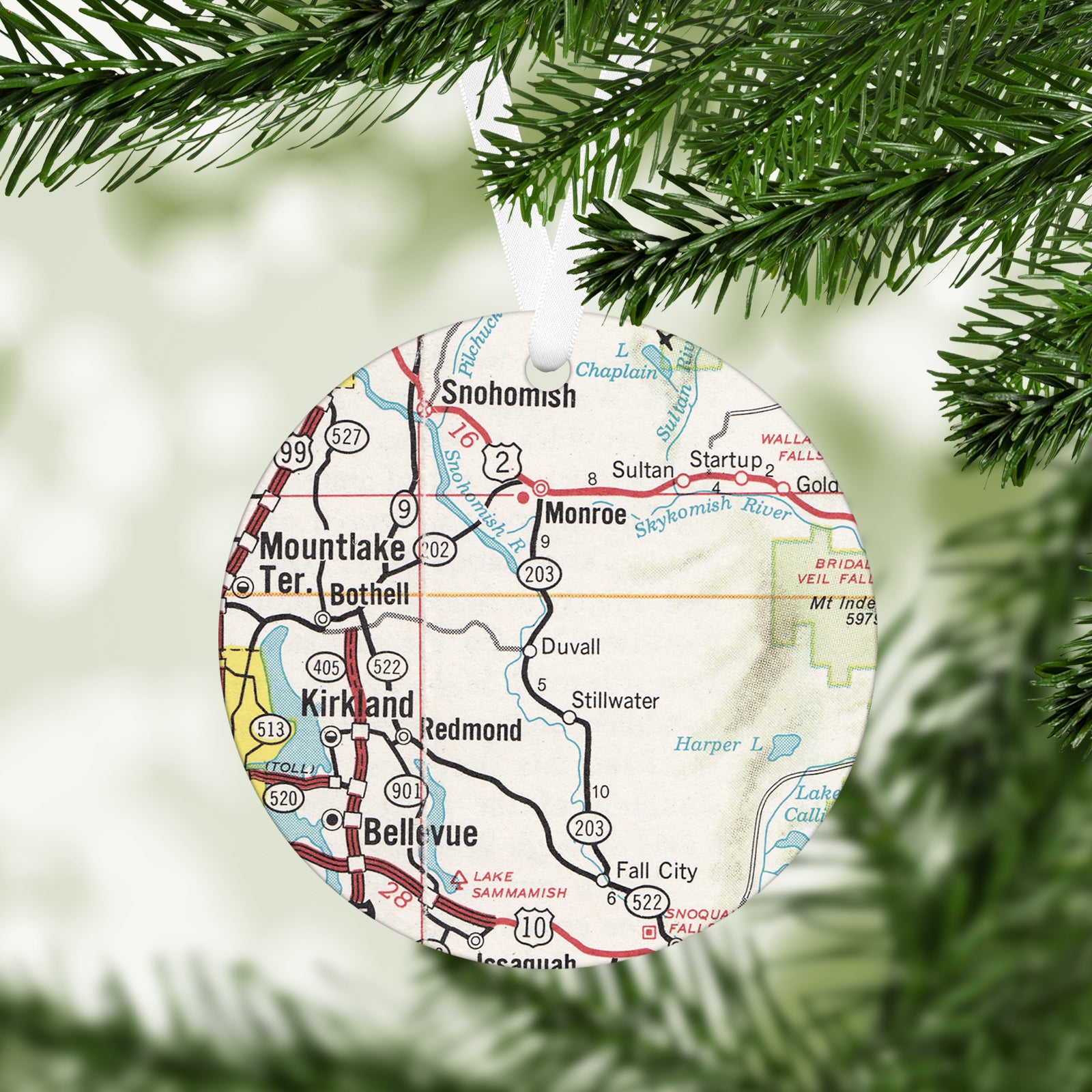 Duvall Washington Vintage Map Ornament