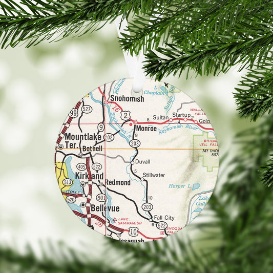 Duvall Washington Vintage Map Ornament
