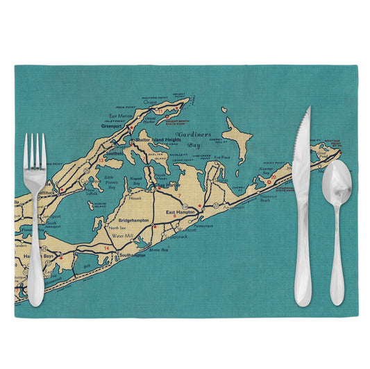 East End, Long Island Vintage Map Placemats Set of 4