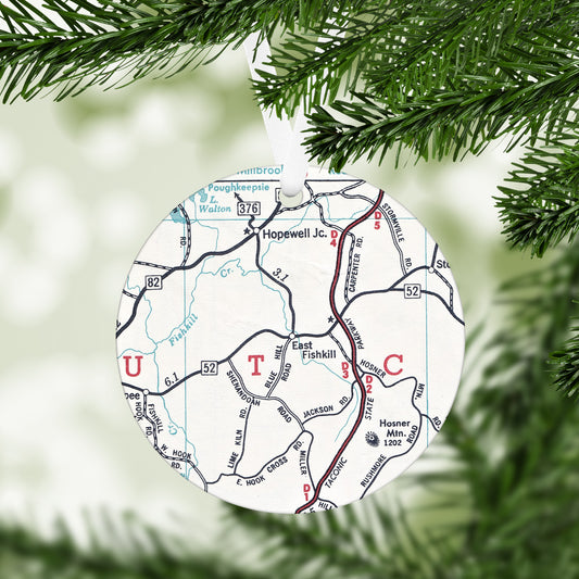 East Fishkill New York Vintage Map Ornament