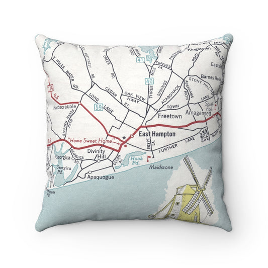 East Hampton New York vintage map pillow
