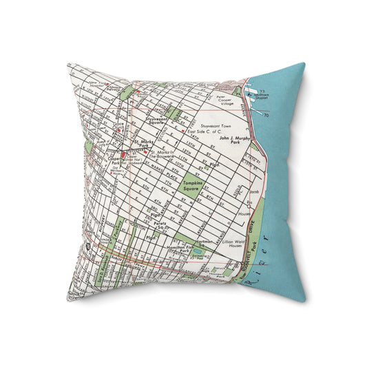 East Village New York vintage map pillow