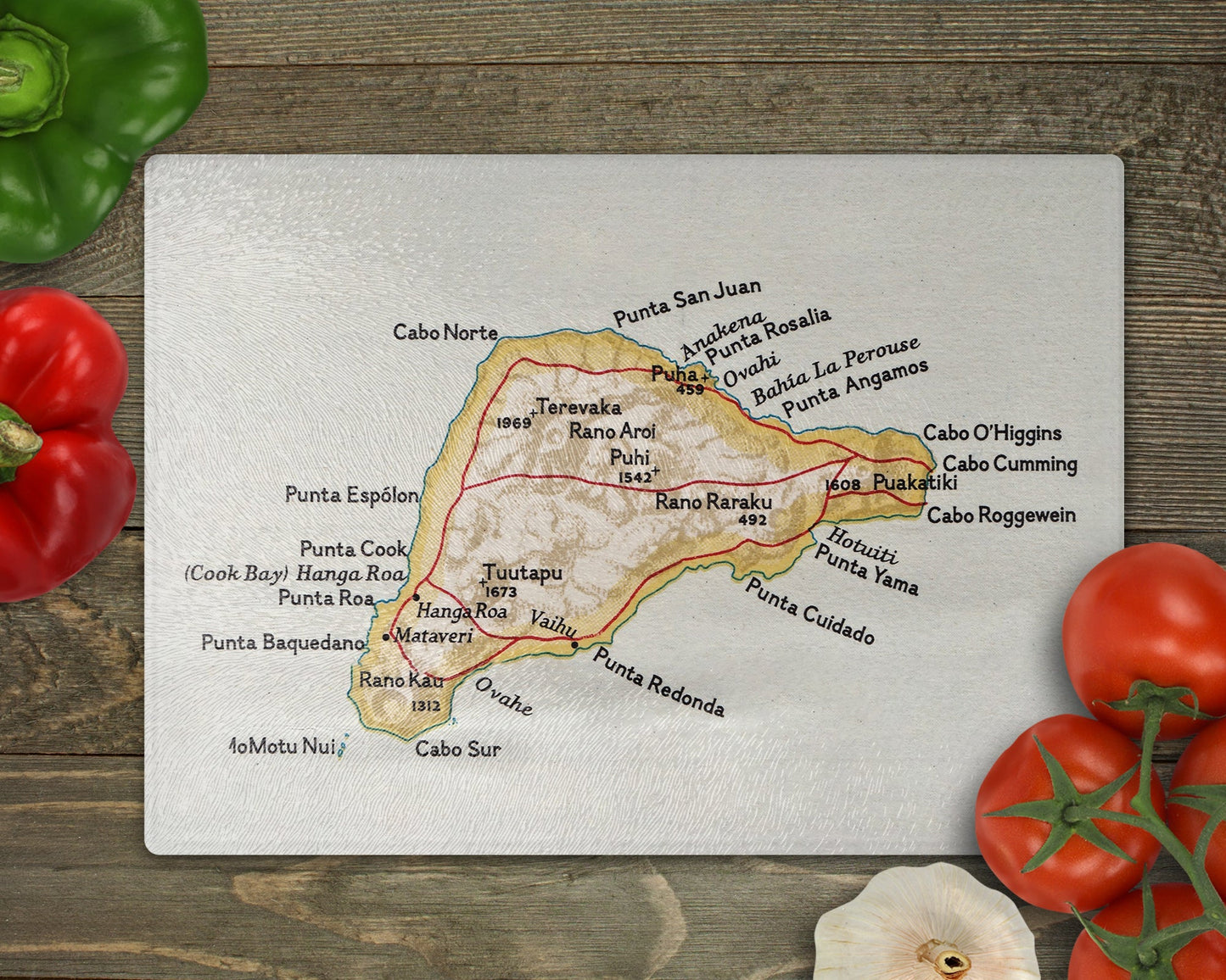 Easter Island Map Cutting Board | Travel Gift | Kitchen Decor