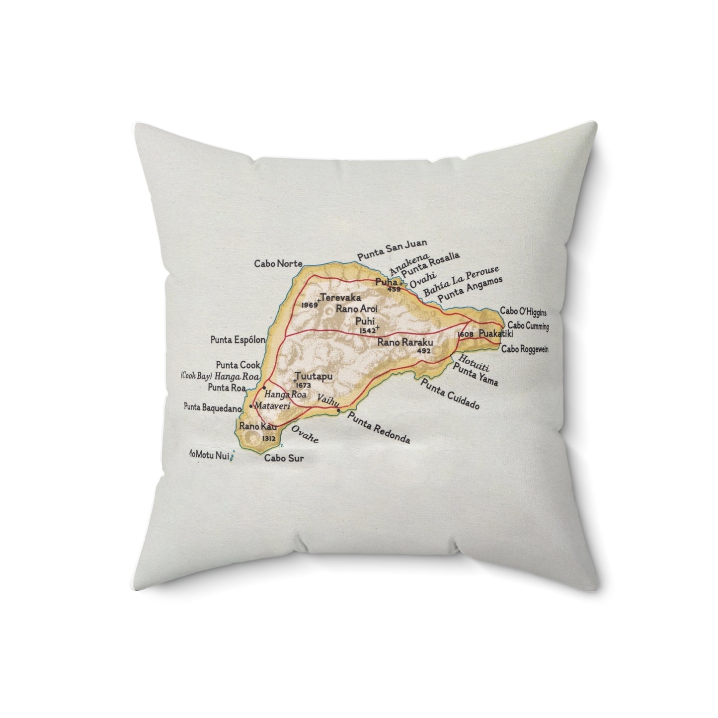 Easter Island vintage map pillow