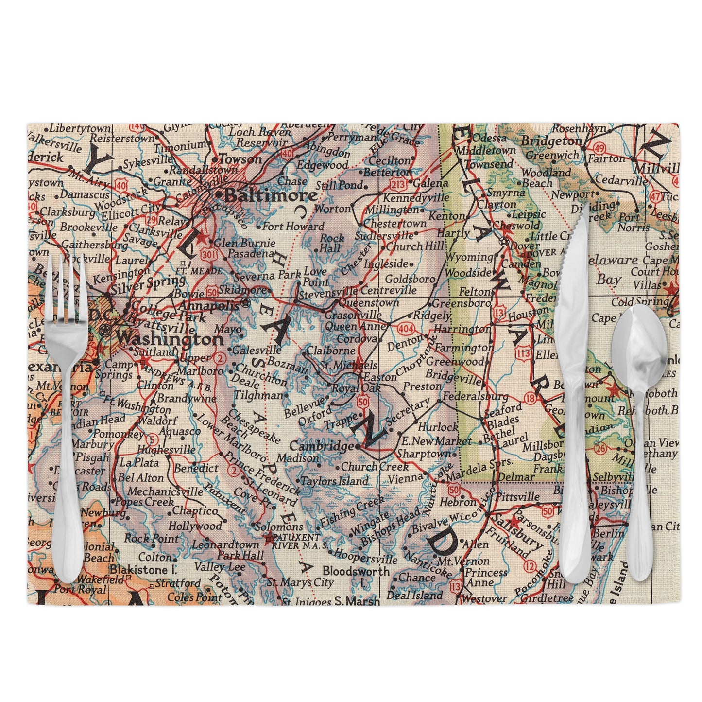 Eastern Shore Maryland Vintage Map Placemats Set of 4