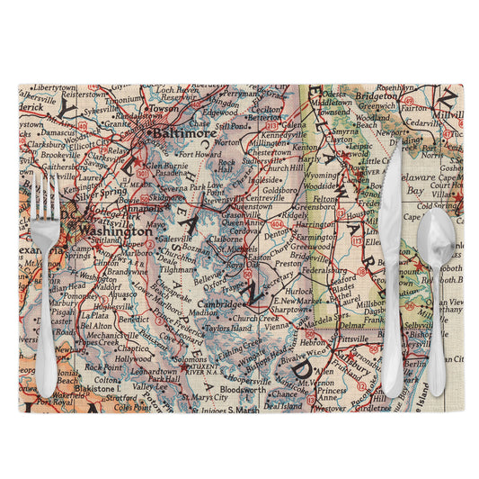 Eastern Shore Maryland Vintage Map Placemats Set of 4