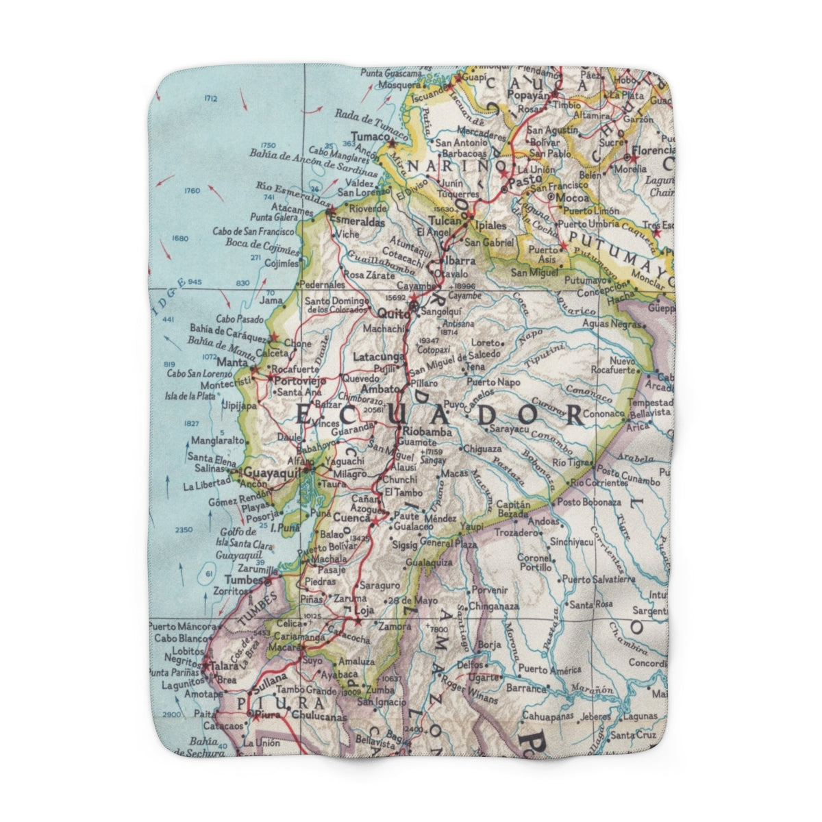 Ecuador Map Sherpa Fleece Blanket | Cozy Travel Throw