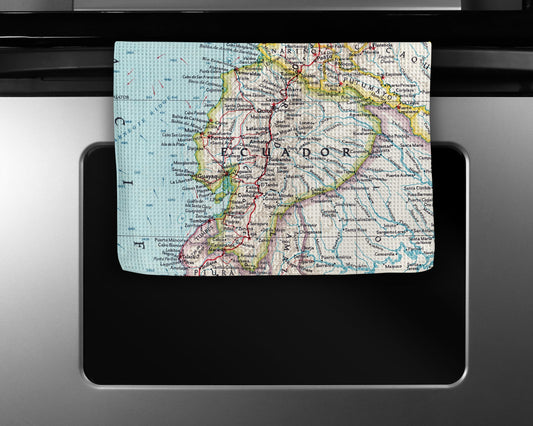 Ecuador Map Tea Towel | Waffle-Weave Kitchen Towel Gift