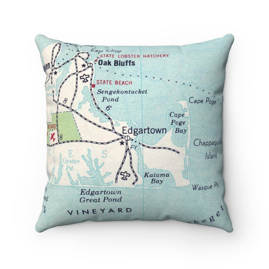 Edgartown Massachusetts vintage map pillow